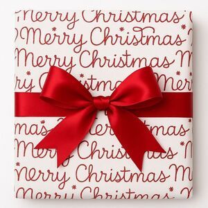 NWT Paper Source Merry Christmas Script Glitter Wrapping Paper Roll 27.5”x59”